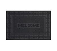 Relaxdays Welcome Text Natural Rubber Doormat, 60 x 40 cm, Door Mat Inside & Outside, Non-Slip, Black, 40x60cm