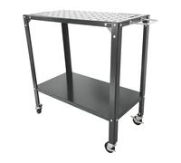 Relaxdays Welding Table with Castors and Perforated Steel Top, 91.5x88x46 cm, Mobile Grey