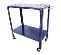 Relaxdays Welding Table with Castors, Perforated Steel Workbench, 91.5x88x46 cm, Blue