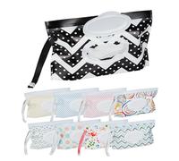 Relaxdays Wet Bags, Set of 9, Baby Wipe Dispenser for On the Go, Refillable, Portable, Patterned, Colourful Design, Foam, 13.5 x 24 x 1 cm