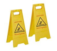 Relaxdays Wet Floor Sign Set of 2, Foldable, Double-sided, Plastic, 59 x 29 x 23 cm, Yellow