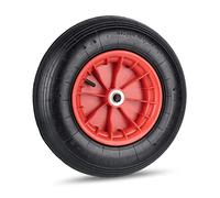 Relaxdays Wheelbarrow Tyre, 4.80/4.00-8, Pneumatic Spare Wheel, Plastic Rim, Valve, Supports up to 120 kg, Black/Red, Rubber, 4.8/4-8