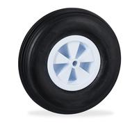 Relaxdays Wheelbarrow Tyre, Rubber, Spare Wheels, Puncture-Proof, 3.50-6", Max. Load 100 kg, 17 mm Axis, Black/White, 33 x 9 cm