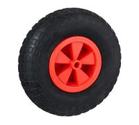 Relaxdays Wheelbarrow Tyre, Rubber, Spare Wheels, Puncture-Proof, 3.50-6", Max. Load 100 kg, 17 mm Axis, Black/Red, 33 x 9 cm