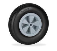 Relaxdays Wheelbarrow Tyre, Rubber, Spare Wheels, Puncture-Proof, 3.50-6", Max. Load 100 kg, 17 mm Axis, Black/Grey, 33 x 9 cm