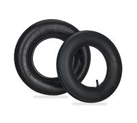 Relaxdays Wheelbarrow Tyre, Spare Wheel, Tubing, Inflatable, 4.00-8", Max. Load 150 kg, Garden, Tool, Practical, Black, Rubber, 40 x 40 x 10 cm