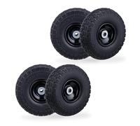 Relaxdays Wheelbarrow Tyres, Set of 4, Puncture-Proof Rubber, 4.1/3.5-4", up to 150 kg, 260x85 mm, Spare, Black, 26 x 26 x 8.5 cm
