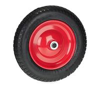Relaxdays Wheelbarrow Wheel 3.00-8, Rubber Tyre with Steel Rim, Puncture-Proof, up to 80 kg, Replacement, Black/Red, 3-8
