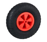 Relaxdays Wheelbarrow Tyre, Rubber, Spare Wheels, Puncture-Proof, 3.50-6", Max. Load 100 kg, 17 mm Axis, Black/Red, 33 x 9 cm