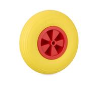 Relaxdays Wheelbarrow Wheel, 3.50-6, Solid Rubber Plastic Rim, Spare Truck Tyre, Puncture-Proof, 100 kg, Yellow/Red, 3.5-6
