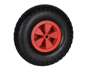 Relaxdays Wheelbarrow Wheel 4.00-6, Rubber Tyre with Plastic Rim, Puncture-Proof, up to 100 kg, Replacement, Black/Red