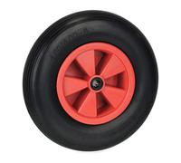 Relaxdays Wheelbarrow Wheel 4.80/4.00-8, Plastic Rim, Rubber Tyre, Puncture-Proof Replacement, up to 100 kg, Black/Red, 4.8/4-8