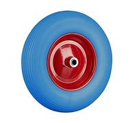 Relaxdays Wheelbarrow Wheel 4.80 4.00-8, Solid Rubber, Steel Rim, Flat-Free Spare Tire, 100kg Capacity, Blue-Red, 39 x 9 cm