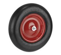Relaxdays Wheelbarrow 4.80 4.00-8, Solid Rubber, Steel Rim, with Axle, Puncture-Resistant Spare Wheel, Black/Red, 39 x 39 x 9 cm