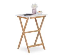 Relaxdays White Bamboo Folding Table