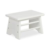 Relaxdays Footstool Bamboo, up to 100 kg, Stable Step Stool, HxWxD: 20 x 33 x 21.5 cm, Children's Bathroom Stand, White