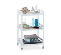 Relaxdays White Bamboo Serving Trolley