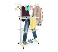 Relaxdays White Clothes Airer on Wheels