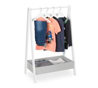 Relaxdays Children’s Clothes Rail, Hanging Rack for Bedroom & Nursery, Storage with Shelf, HWD: 99 x 63.5 x 42 cm, White, Fibreboard