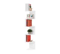 Relaxdays White Corner Shelf with 5 Slots