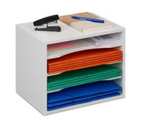 Relaxdays White Document Organiser with 4 Slots