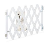 Relaxdays Dog Barrier Extendable up to 108.5 cm, 47.5-60 cm High, Bamboo, Dog Safety Gate for Stairs and Doors, White