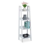 Relaxdays Freestanding Shelf with 4 Levels, Ladder Rack for Decotations, Plants & Books, HxWxD: 112 x 33 x 30 cm, White, Fibreboard