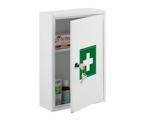 Relaxdays White Medicine Cabinet with Green Cross