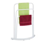 Relaxdays Towel Rack, 3 Rails, H x W x D: 86 x 66 x 21 cm, Standing Towel Holder, Metal, White