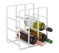 Relaxdays Metal Wine Rack, 9 Bottles, Powder-Coated Iron, 30 x 27.5 x 20 cm, Free Standing Holder, Kitchen & Bar, White