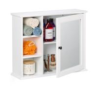 Relaxdays White Mirror Cabinet with 5 Shelves