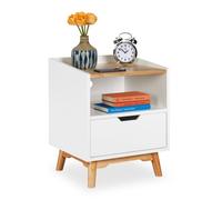 Relaxdays White Nightstand with 1 Drawer