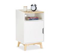 Relaxdays White Nightstand with Door