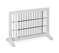 Relaxdays Safety Gate for Children & Pets, HxD: 56 x 70-115 cm, with Feet and Floor Protectors, Free-Standing, White, Wood