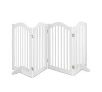 Relaxdays Safety Gate, Retractable Fence with Wide Feet, for Children & Pets, Free-Standing Barrier, HW: 92 x 154, White, Fibreboard
