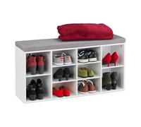 Relaxdays White Shoe Bench with 10 Compartments