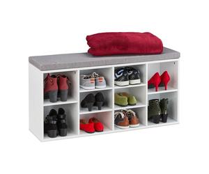 Relaxdays White Shoe Bench with 10 Compartments