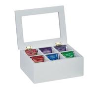 Relaxdays White Tea Organiser with 6 compartments