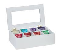 Relaxdays White Tea Organiser with 8 compartments
