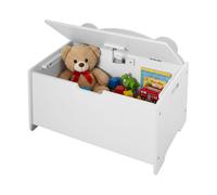 Relaxdays White toy chest with lid, bear