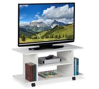 Relaxdays White TV Stand on Casters