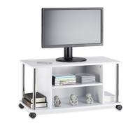 Relaxdays White TV Stand on Castors