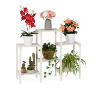 Relaxdays White Wooden Plant Rack