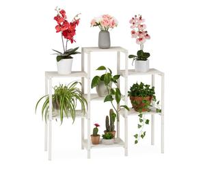 Relaxdays White Wooden Plant Rack