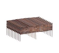 Relaxdays Willow Flowerbed Edging Set of 10, Push-In, for flowerbeds and lawns, 20 x 100 cm, Brown