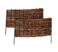 Relaxdays Willow Flowerbed Edging Set of 2, 30x60 cm, Garden Border for Flowerbeds & Lawns, Brown