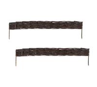 Relaxdays Willow Flowerbed Edging Set of 2, Push-In, 10 x 100 cm, for Flowerbeds & Lawns, Low, Brown