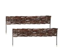 Relaxdays Willow Flowerbed Edging Set of 2, Stake-In, 60 x 10 cm, Low Bed Edging, Brown