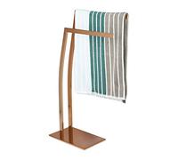Relaxdays WIMEDO Corner Towel Rack, Size: 80 x 32 x 20 cm Stainless Steel Free-Standing Towel Stand with 2 Rails, Copper