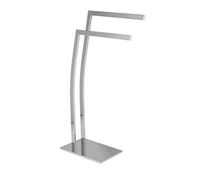 Relaxdays WIMEDO Corner Towel Rack, Size: 80 x 32 x 20 cm Stainless Steel Free-Standing Towel Stand with 2 Rails, Silver